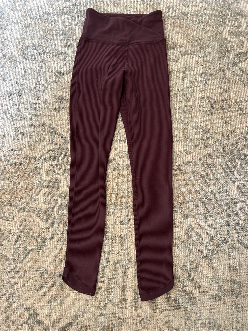 Athleta Ribbed High-Waist Leggings in Burgundy